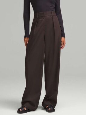 Lululemon Pleat Front High Rise Trousers In Espresso Brown Size 10 LW5GQ3S